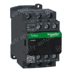 LC1D12BL IEC contactor, TeSys Deca, nonreversing, 12A, 7.5HP at 480VAC, up to 100kA SCCR, 3 phase, 3 NO, low consumption 24 VDC coil