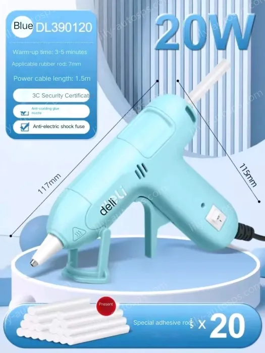 20W children's blue + 20 glue sticks + storage bag