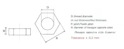 External hexagon nut 304 stainless steel-M3