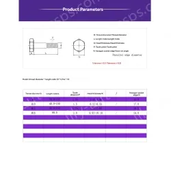 Half thread external hexagonal bolt M8*50