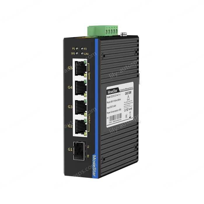 1 Port Gigabit SFP + 4 Ports Gigabit RJ45 Din-Rail Unmanaged Industrial Ethernet Switch