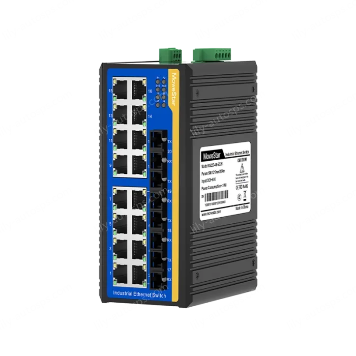 4 Ports 100M F(x) + 16 Ports 10/100M T(x) Din-Rail Unmanaged Industrial Ethernet Switch