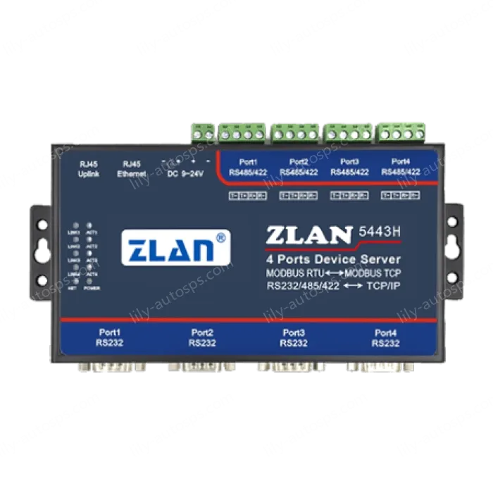 4 RS232 serial ports and 4 RS422/485 serial ports Serial Device Server