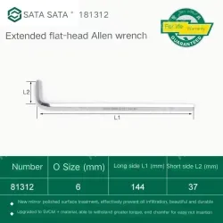 Extended flat head hex wrench 6mm 81312
