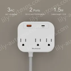 20W PD quick charger 3 AC Outlet Power Strip