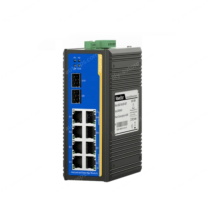 2 Ports Gigabit SFP + 8 Ports Gigabit RJ45 Din-Rail Unmanaged Industrial Ethernet Switch