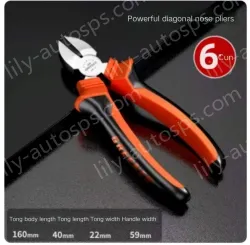 Powerful 6 inch diagonal nose pliers