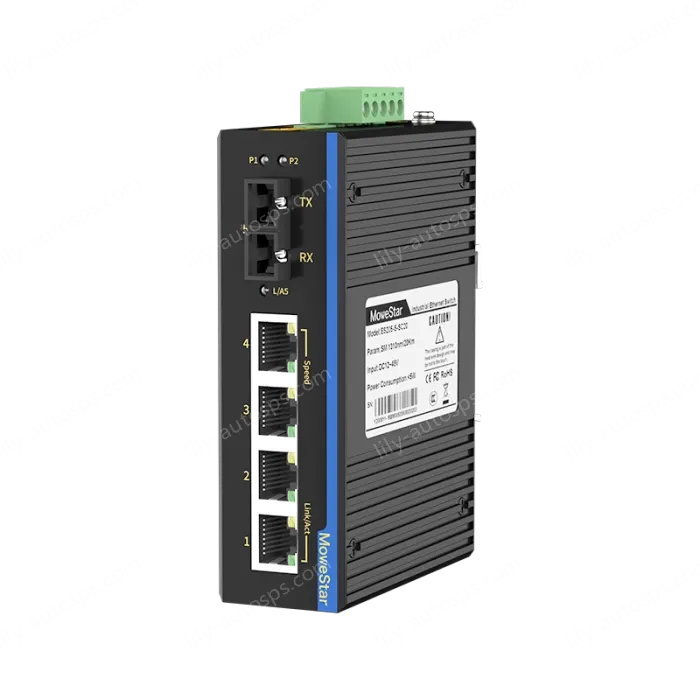 1 Port 100M F(x) + 4 Ports 10/100M T(x) Din-Rail Unmanaged Industrial Ethernet Switch