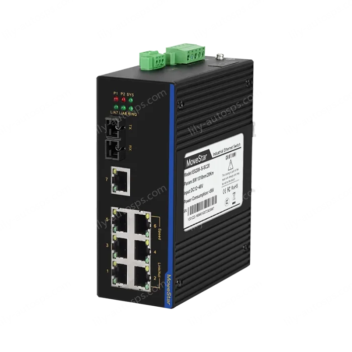 1 Port 100M F(x) + 7 Ports 10/100M T(x) Din-Rail Unmanaged Industrial Ethernet Switch