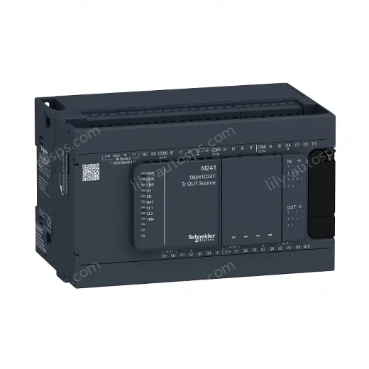 TM241C24T logic controller, Modicon M241, 24 IO, transistor, PNP