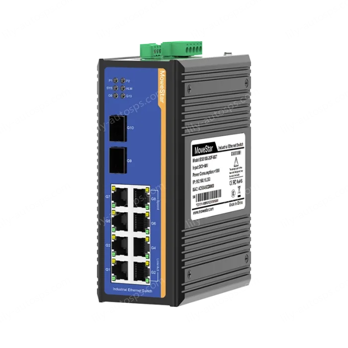 2 Ports Gigabit SFP + 8 Ports Gigabit T(x) Din-Rail Managed Industrial Ethernet Switch